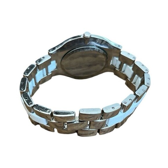 Stone Women's Watch White Silver Link Band 7" Needs battery Tested Working - Picture 6 of 6